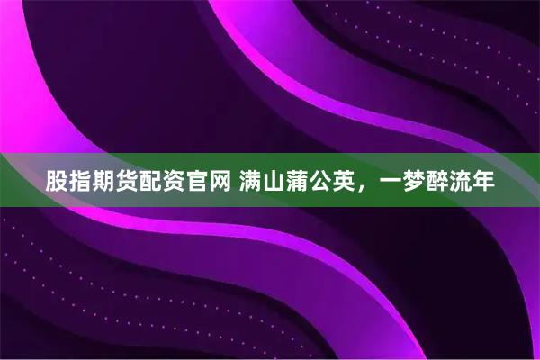 股指期货配资官网 满山蒲公英，一梦醉流年