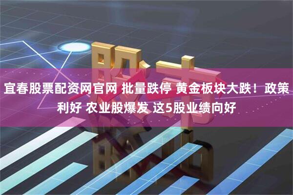 宜春股票配资网官网 批量跌停 黄金板块大跌！政策利好 农业股爆发 这5股业绩向好