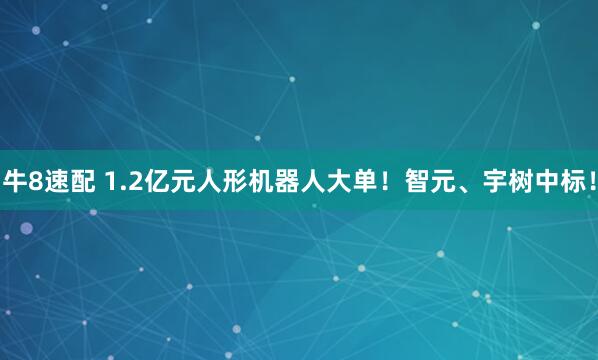 牛8速配 1.2亿元人形机器人大单！智元、宇树中标！